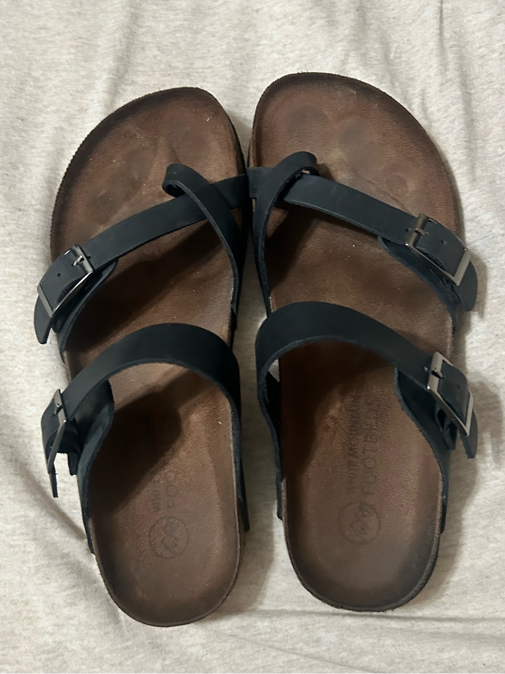 White Mountain Black Double-Strap Women’s Leather Sandals